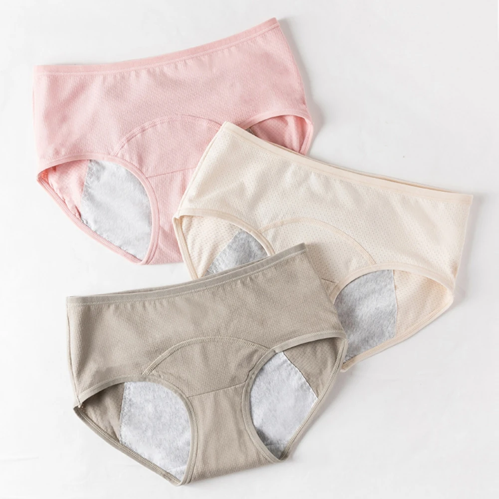 

Cotton Physiological Pants Leak Proof Menstrual Panties Soft Mid Waist Period Lingerie Women Ladies Underwear