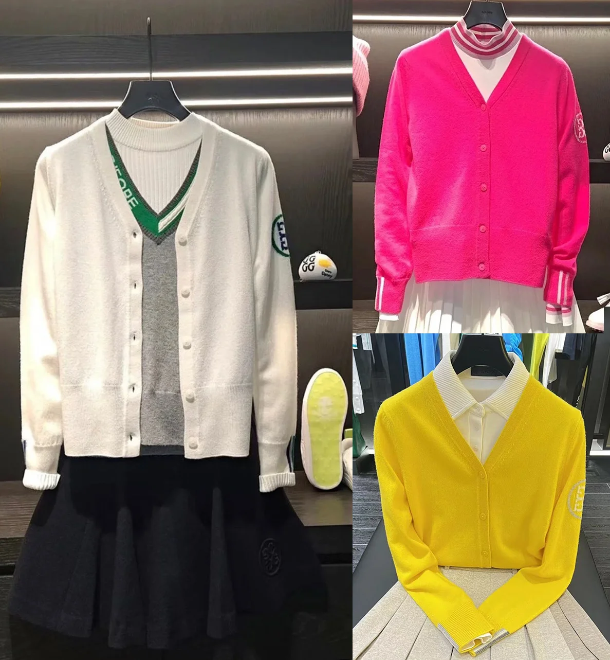 

Women's Golf Sweater Knit Cardigan Fashion V-Neck Button Knit Shirt Outdoor Sports Knitted Sweater Golf Top G0148