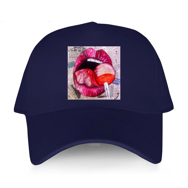 

Men luxury cotton baseball caps Snapback Sucette Langue Léchant Journal Rétro Vintage effet unisex fashion hat adjustable