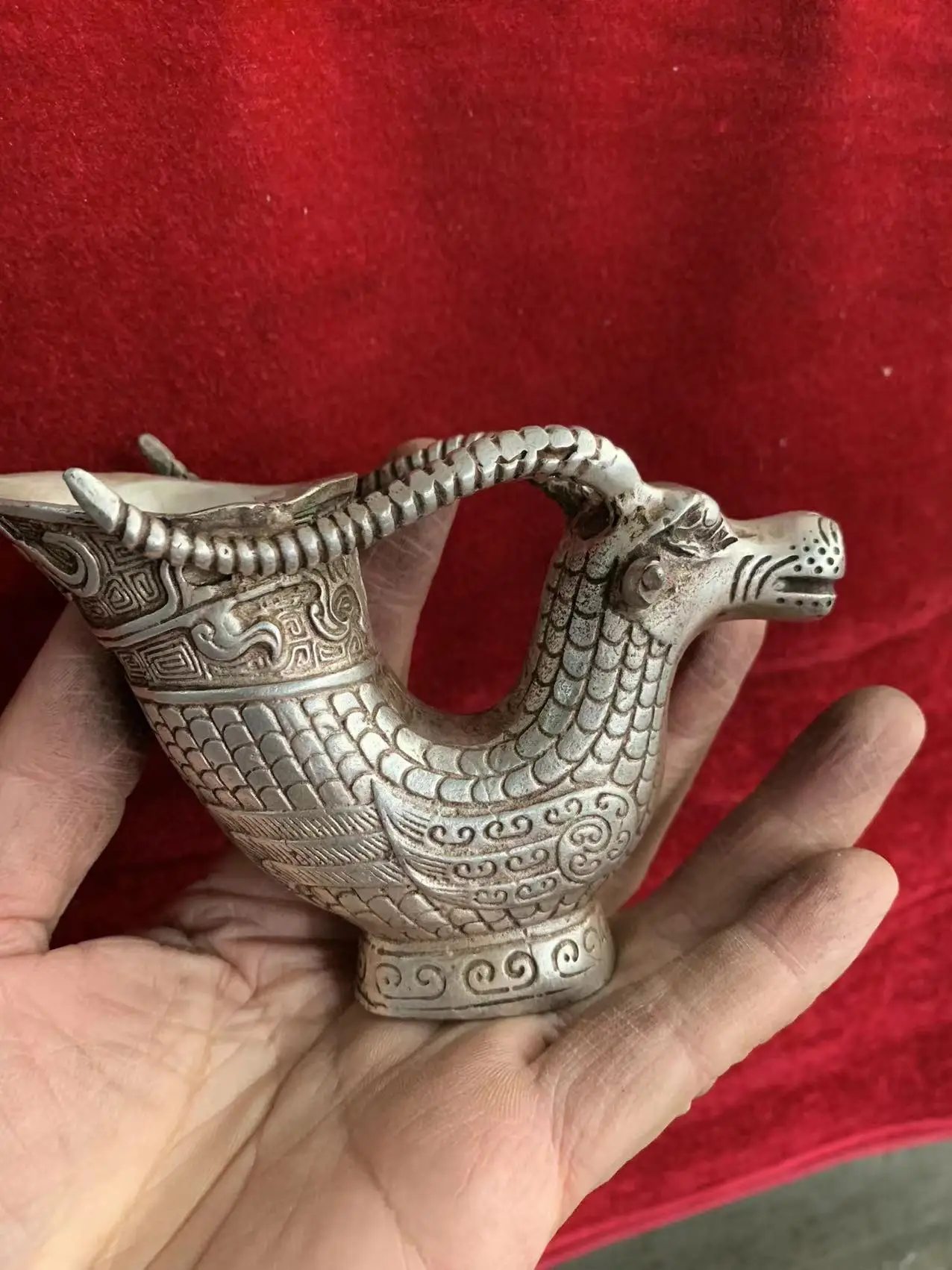 Антикварная старая серебряная чашка QingDyansty, резная овца, со знаком, ручные поделки, коллекция и украшение, бесплатная доставка (art.: 3920cd331b89d) - 3920cd331b89d