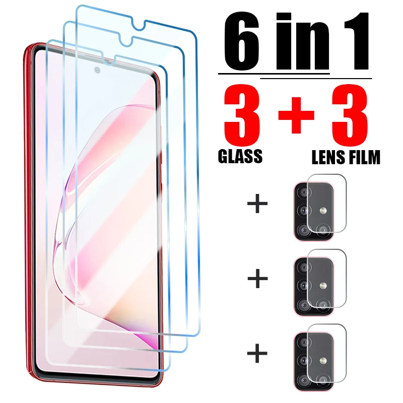 

6 в 1 закаленное стекло для Samsung A73 A53 A72 A52 A71 A51 A70 A50 A41 A31, пленка для объектива камеры Samsung A32 A13 A12 A21S A52S
