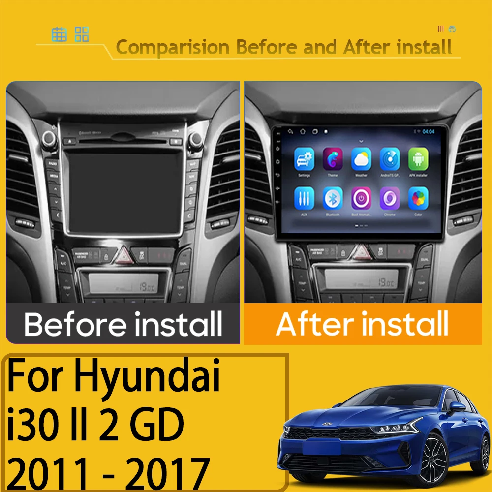 Автомобильный Android для Hyundai i30 II 2 GD 2011-2017 авто радио мультимедийный GPS без 2din Carplay