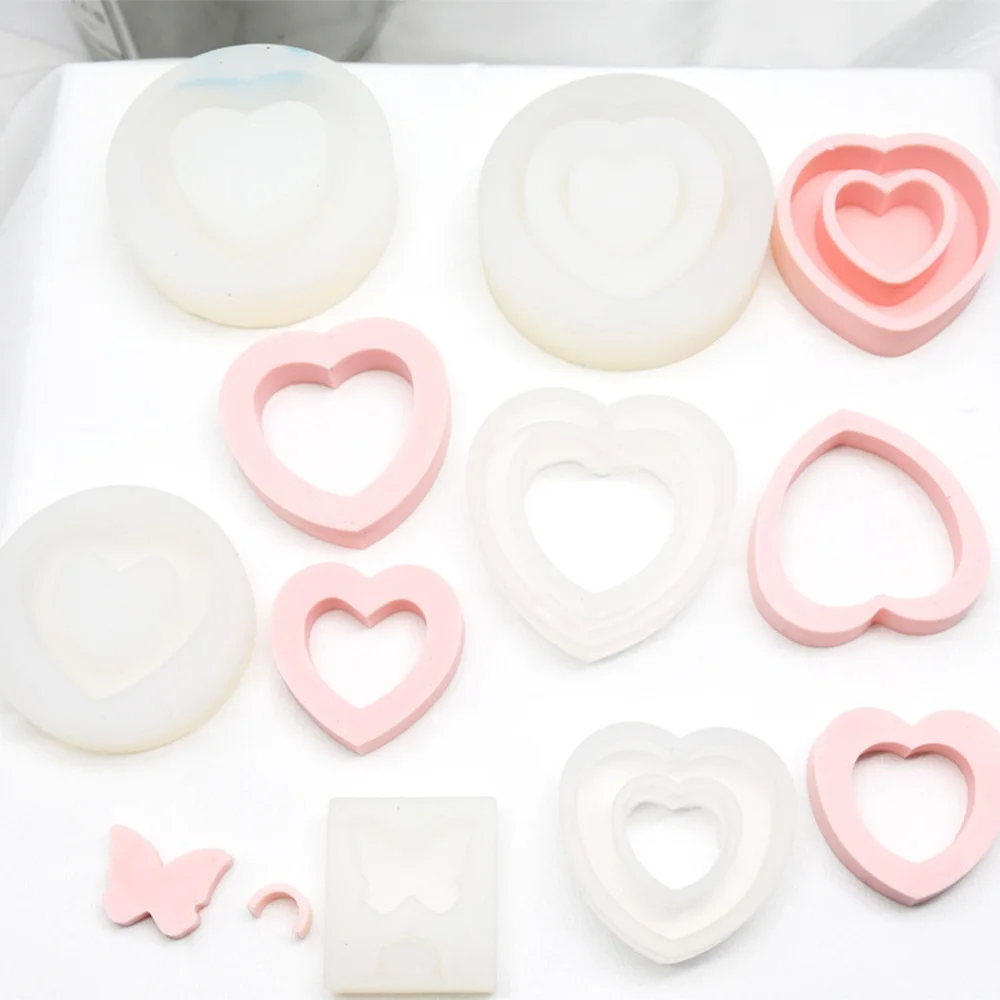 

Блестящая Глянцевая форма в форме сердца, силиконовые полимерные формы, сделай сам, брелок ручной работы, подвеска, ювелирное ремесло