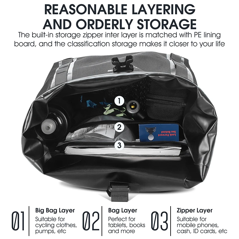 WEST BIKING Расширяемая полностью водонепроницаемая сумка для велосипеда из ТПУ