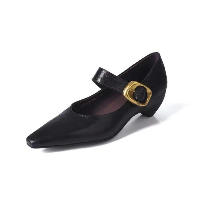 Женские туфли из натуральной кожи с острым носком размеры 34-42