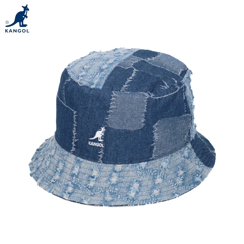 

New Kangol Hat Original Women Men Cowboy Splicing Fisherman Hat Summer Couples Wide Brim Dome Street Sunscreen Cap