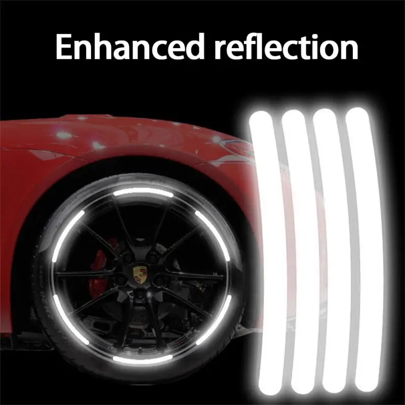 

20pc Reflective Tape Bicycle Motorcycle Car Wheel Strong Reflective Warning Stickers Tire Lamp Modification Safety Warning Strip