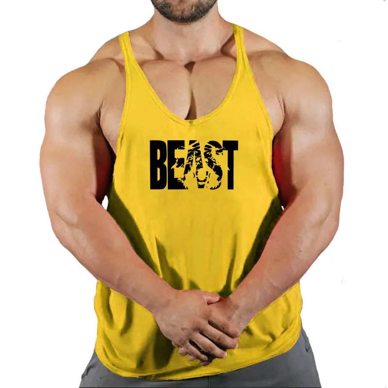 

Gym Tank Top Men Fitness Clothing Beast Bodybuilding Tank Tops Summer Stringer Clothes for Male Sleeveless Vest Muscle Shirts