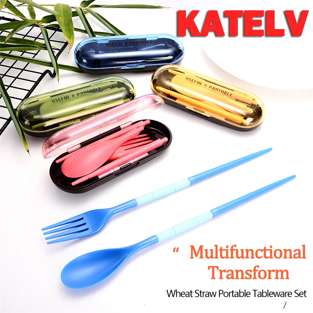 

Portable Tableware Set Detachable Food Grade ABS Spoon Fork Chopstick Cutlery Set With Case Camping Picnic Travel Dinnerware Set