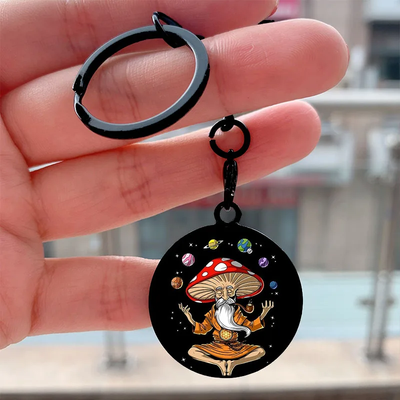

Fashion Magic Mushroom Cool Key Tag Motorcycles Cars Backpack Chaveiro Keychain For Friends Key Ring Accessories