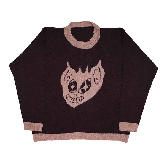 

Hip Hop Streetwear Knitted Sweater Men Gothic Cartoon Pullover Harajuku Cotton sweater Women's Oversized Sweater Y2k Clothes
