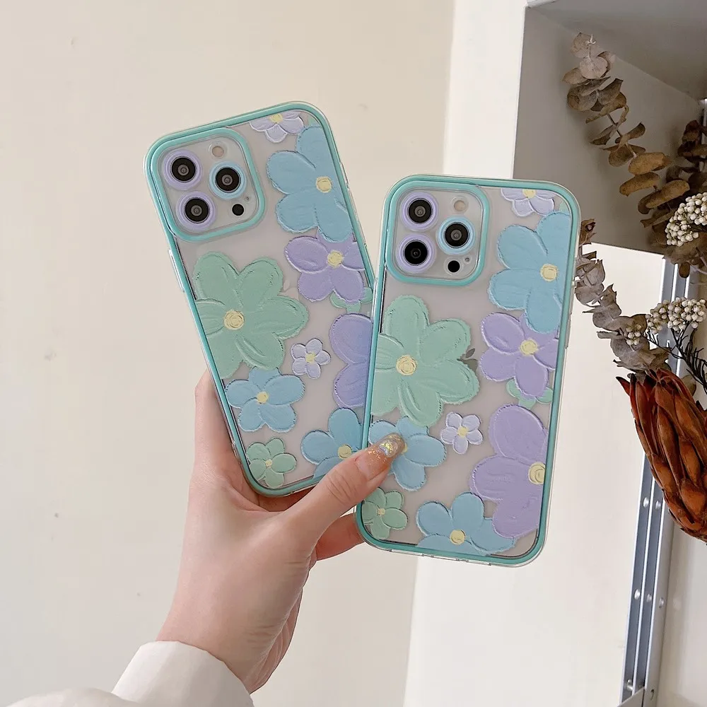 

TPU Color Matching Oil Painting Flower Pattern Case For iphone XR XS X XSMAX 13 13ProMax 12 12Pro 11 11ProMax Soft Shell