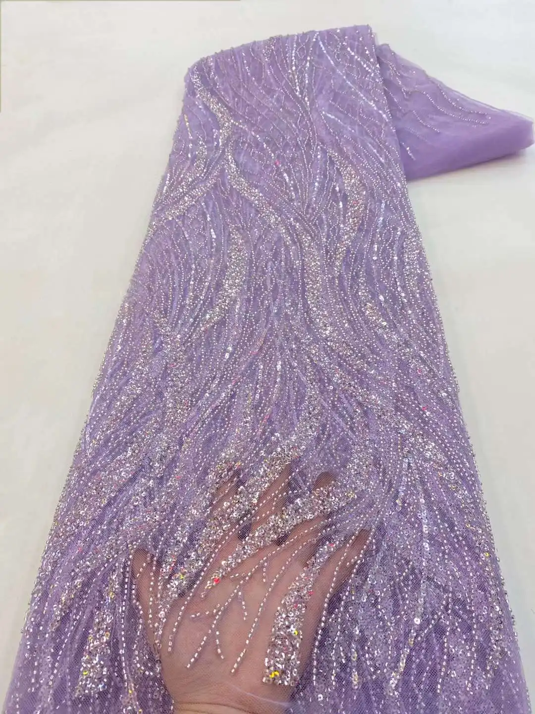 

2023 Модная элегантная французская вышивка, кружевная ткань из бисера, африканская нигерийская ткань с блестками для свадебного платья