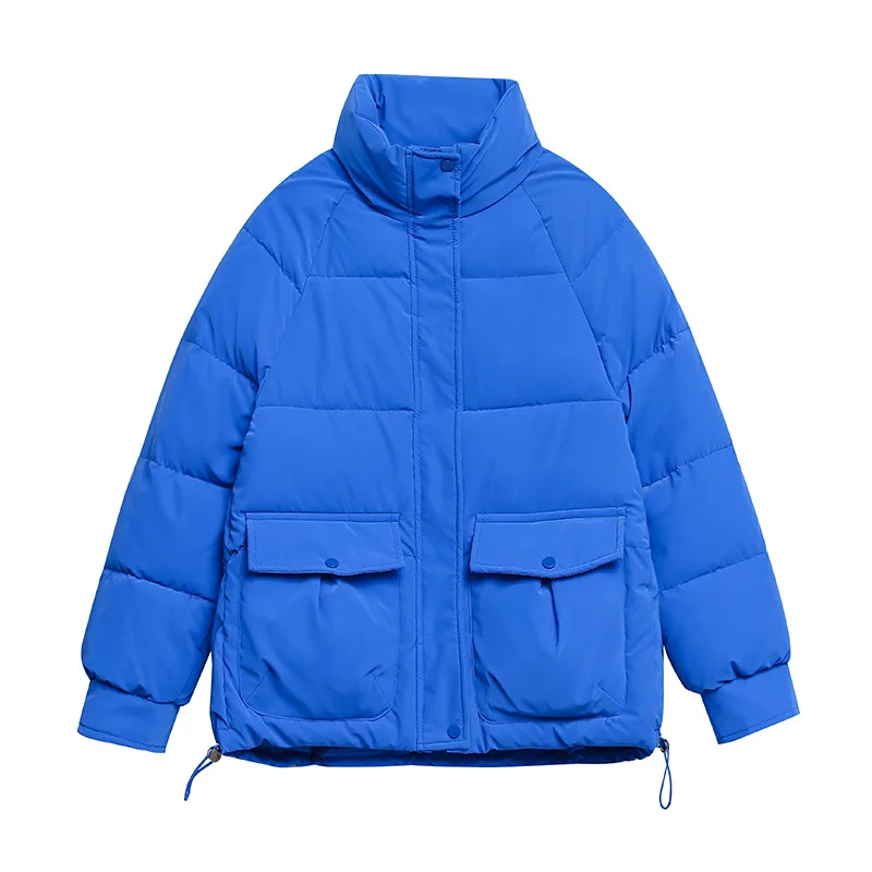 

Women Parkas 2022 New Winter Slim Short Casual Female Jacket Fashion Stand Collar Parka Outwear Coat 2 Big Pockets