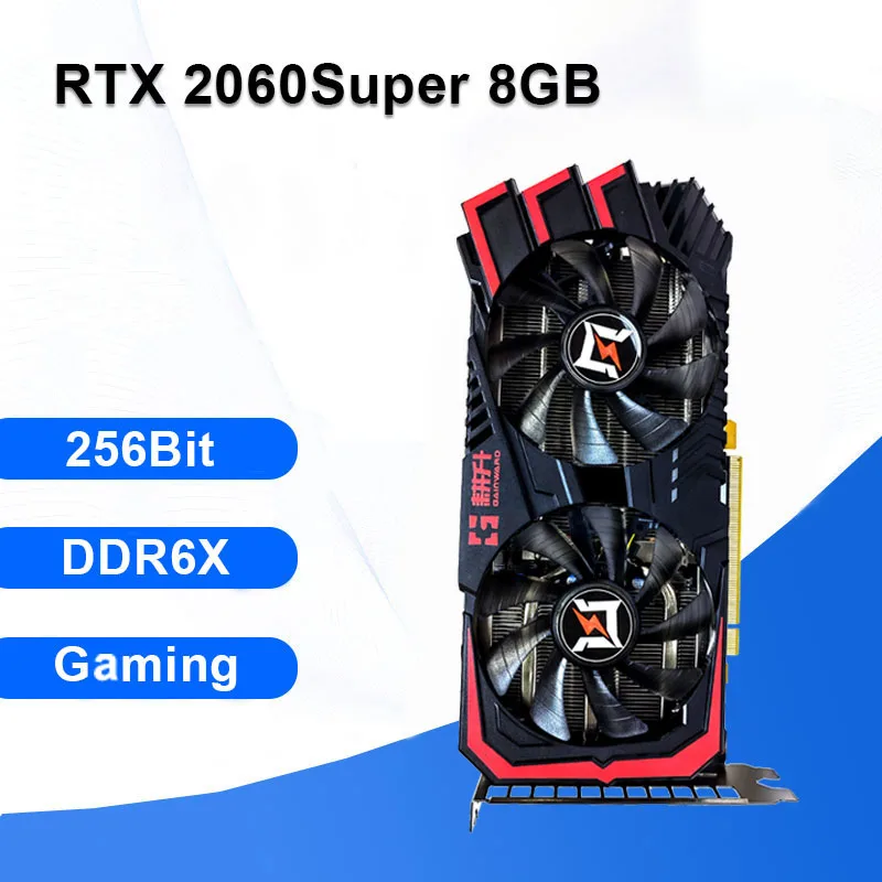 

Игровая видеокарта RTX 2060 Super 8 Гб GDDR6 256Bit 14000 МГц RTX2060s Mining PCI Express 16x4,0, видеокарты для настольного компьютера