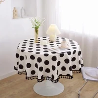 black white minimalist dots round tablecloth ruffled anti stain tablecloth waterproof table cloth party table cover tablecloth