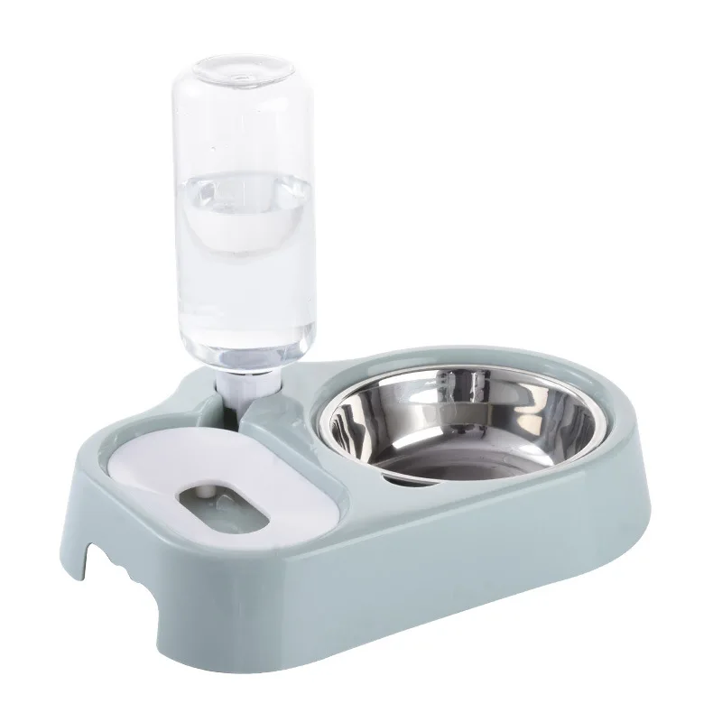 

Double Dog Cat Bowls,Pets Water and Stainless Food Bowl Set,with Automatic Waterer Bottle for Small or Medium Size Dogs Cats