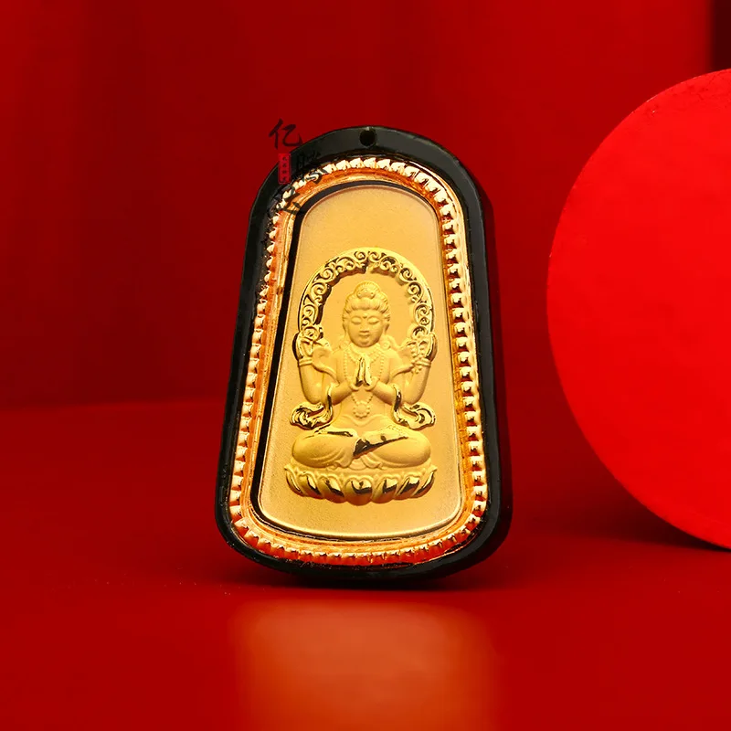 

HOYON Сертифицированный желтый золотой AU999 24k подвеска Будды из чистого золота нефрит для пары мужчин и женщин ювелирные изделия подарок на день рождения
