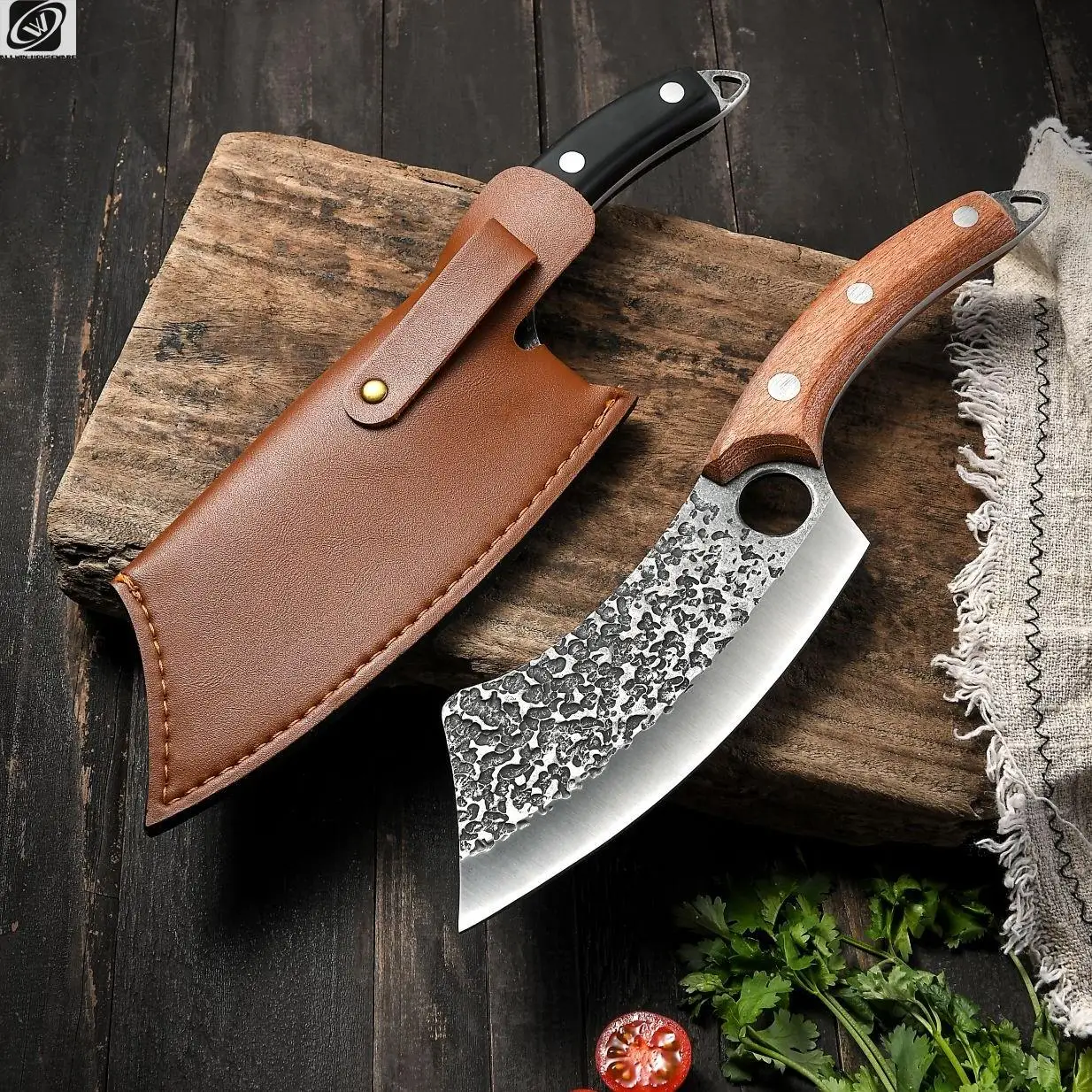 

Chef Knife Forged Stainless Steel Butcher Outdoor Hunting Kitchen Meat Fishing Sashimi Boning Nakiri Knives Leather Cover