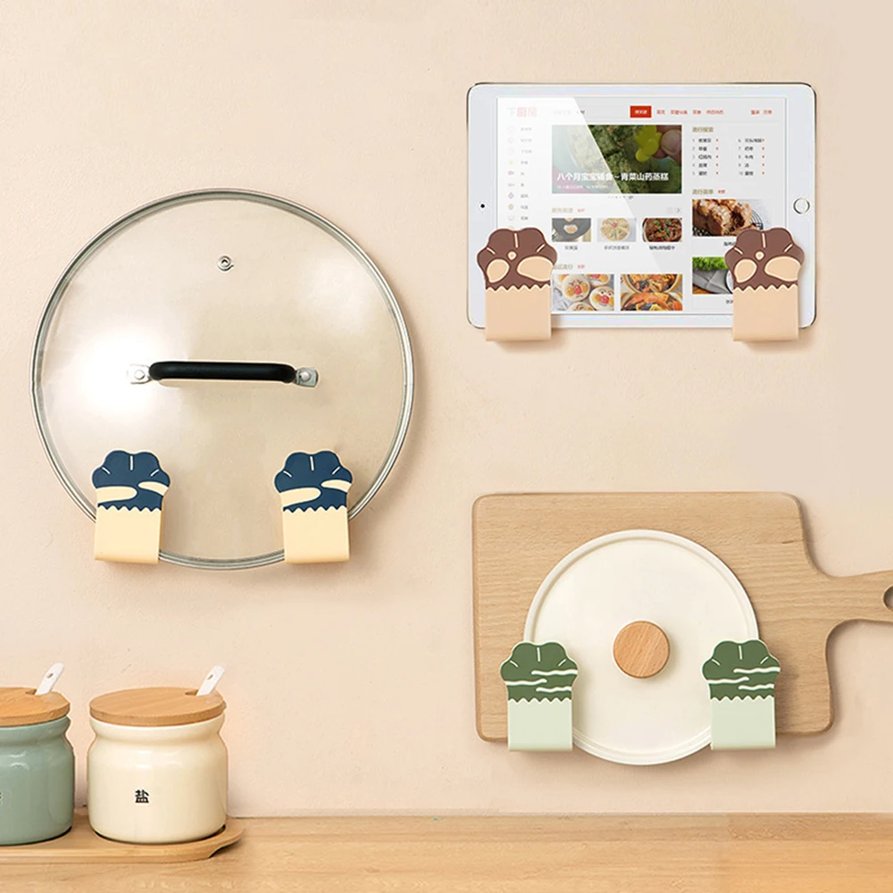 

Wall Mounted Pot Lid Holder Hanging Cutting Board Cover Storage for Kitchen Tool Durable Holder No Punching Space Saving ALI88