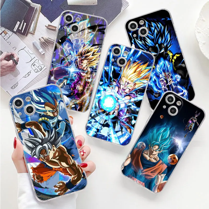 

Clear Case For Apple iPhone 15 14 13 Pro Max 11 12 XR 7 8 Luxury Back Soft Phone Cover TPU Silicone Funda Dragon Ball Goku Super