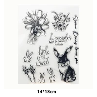 rabbit flower plants clear stamps for diy scrapbooking card fairy transparent rubber stamps making photo album crafts template