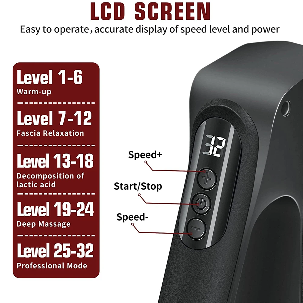32 скорости массажный пистолет для глубоких тканей Электрический массажер шеи