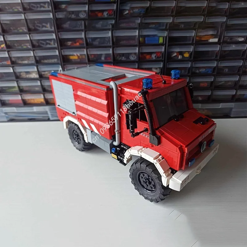 Фото 1154 шт. MOC UNIMOG FIRE TRUCK MODULE Техническая модель Строительные игрушечные блоки Архитектура Рождественский подарок Сборка DIY Кирпич День рождения №2