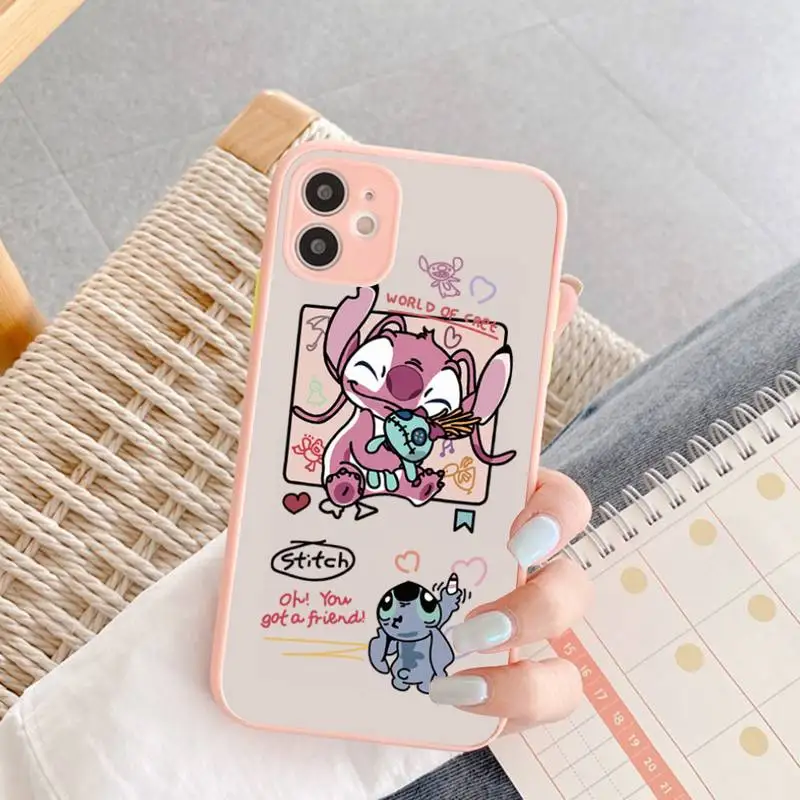 

Disney stitch Phone Case for iPhone X XR XS 7 8 Plus 11 12 13 pro MAX 13mini Translucent Matte Case