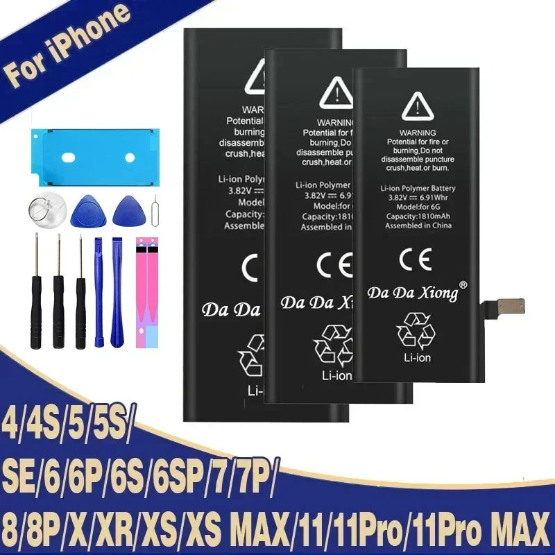 Емкость аккумулятора DaDaXiong для iPhone 4 4S 6 6S 7 8 Plus SE X XR Xs ...