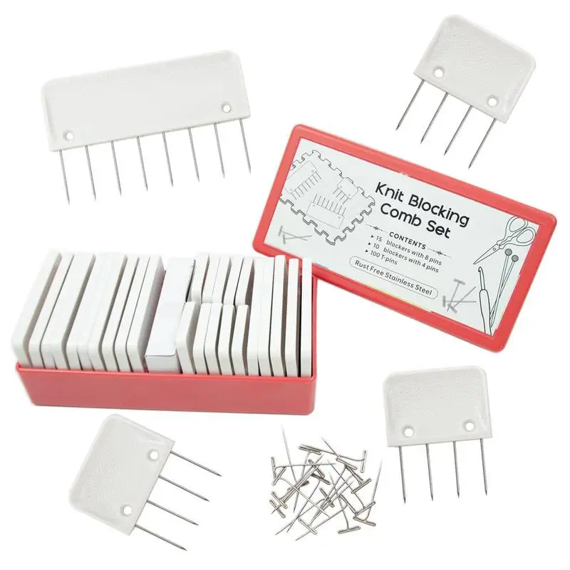 

DIY Knit Blockers Combs Handmade Blocking Knitting Crochet Lace with 100 T-pins DIY Crafts Knit Crocheting Blocking Tool