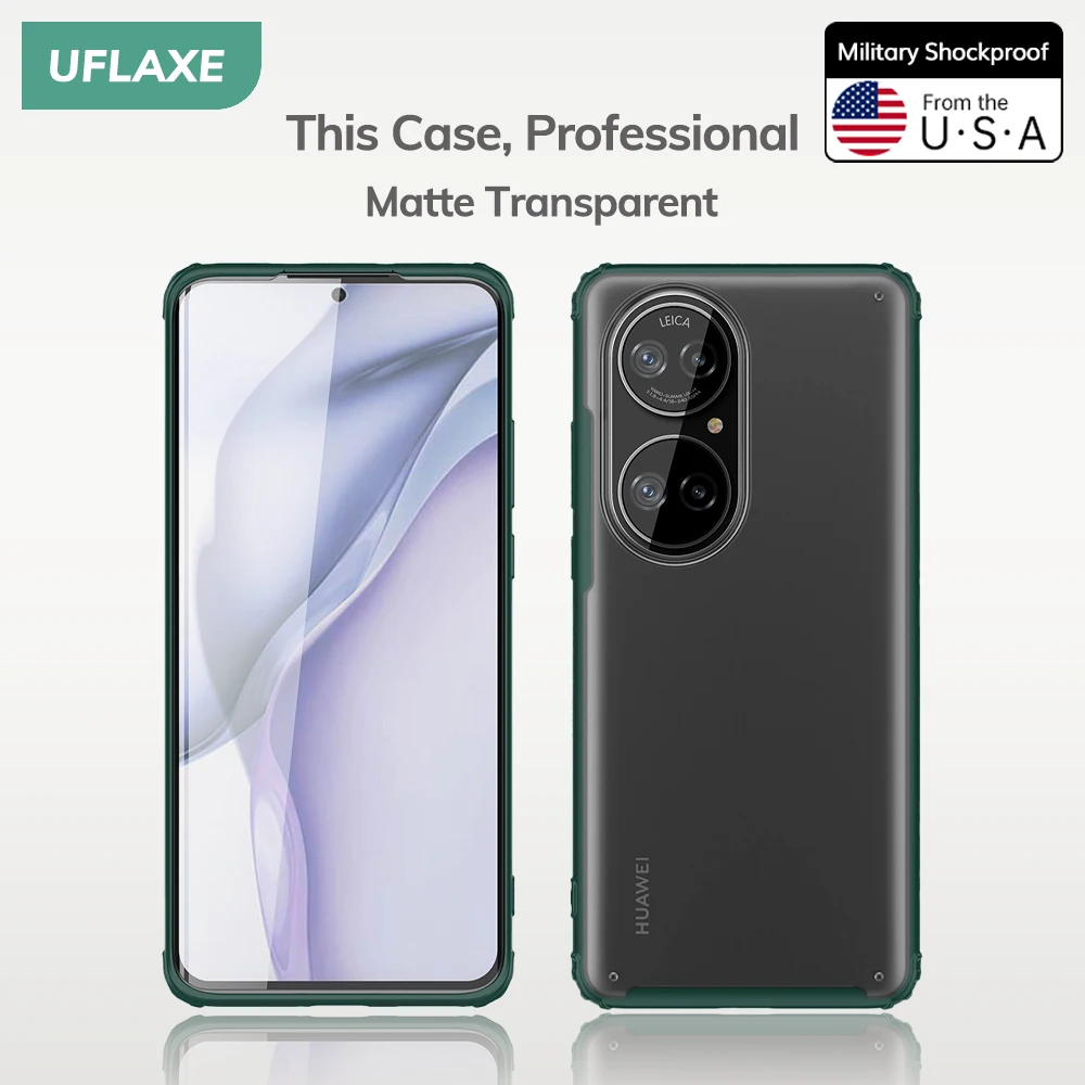 

UFLAXE Original Shockproof Hard Case for Huawei P50 Pro P40 Pro Plus anti-yellow Matte Transparent Back Cover Casing