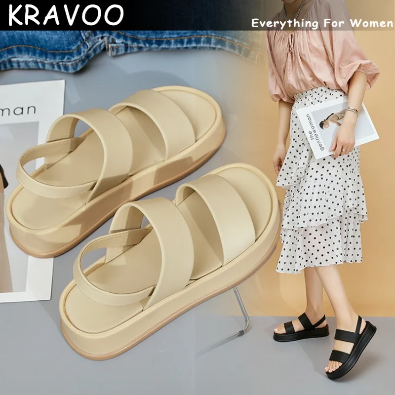 

Женские босоножки на платформе KRAVOO, женские Босоножки с открытым носком и эластичным ремешком, женская летняя обувь 2023