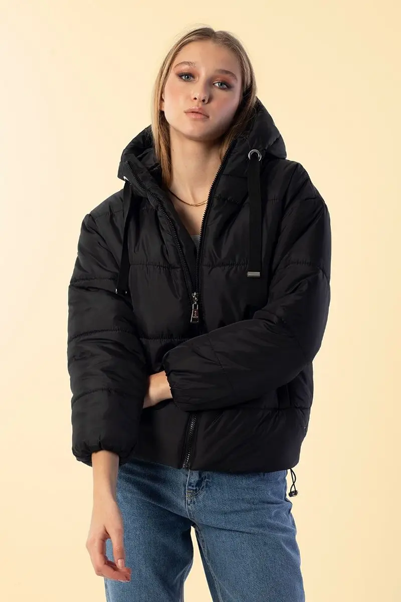 Women's Hooded Zipper Inflatable Coat