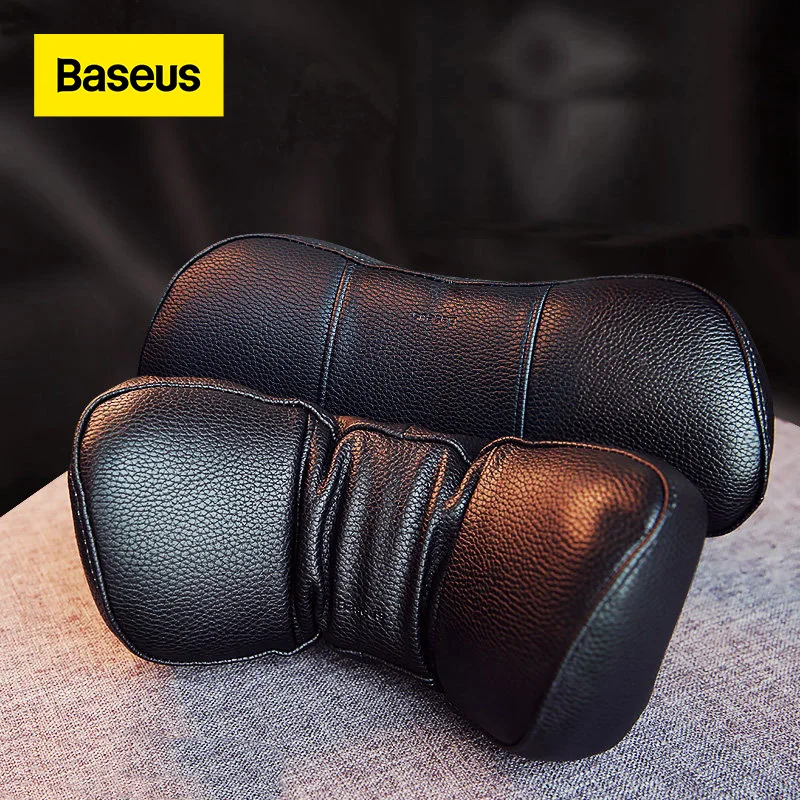 

Baseus Car Neck Pillow Headrest Pillows PU Leather + Memory Cotton Auto Neck Rest Cushion Pad Travel Neck Headrest Accessories