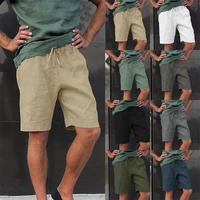 summer men cargo shorts cotton linen beach shorts male multi pockets drawstring jogger shorts casual working short pants 5xl