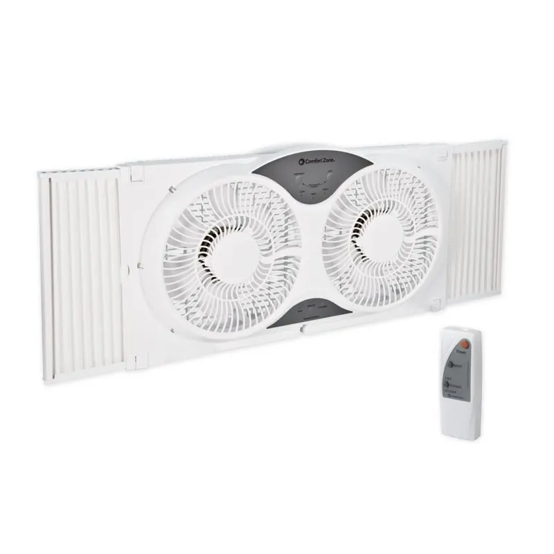 

9" 3-Speed Reversible Twin Window Fan with Remote Control, White