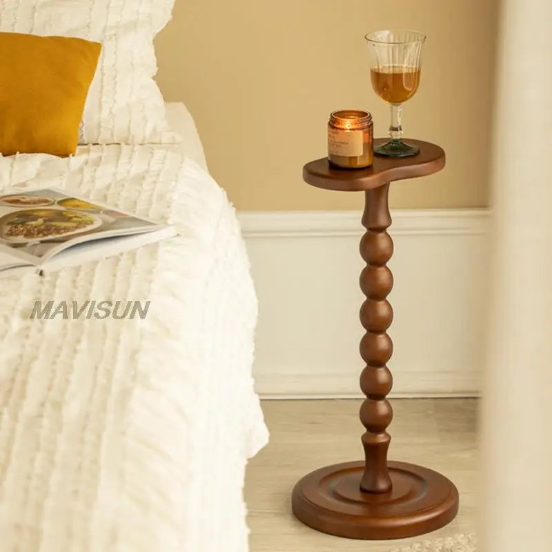 

Mid-Century Retro Walnut Mini Shelf Bedroom Bedside Table Garden Balcony Wine Stand Tea Table Simple Living Room Furniture