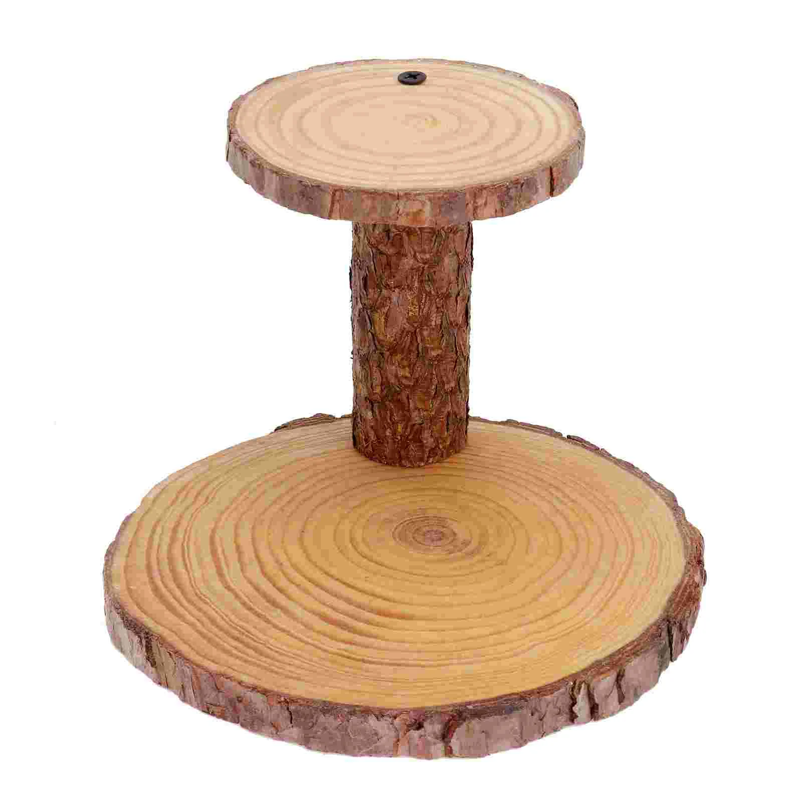 

1Pc Cupcake Stand Holder Farmhouse Dessert Table Tray Round Wood Cake Stand Fruit Platters Pizza Steak Board