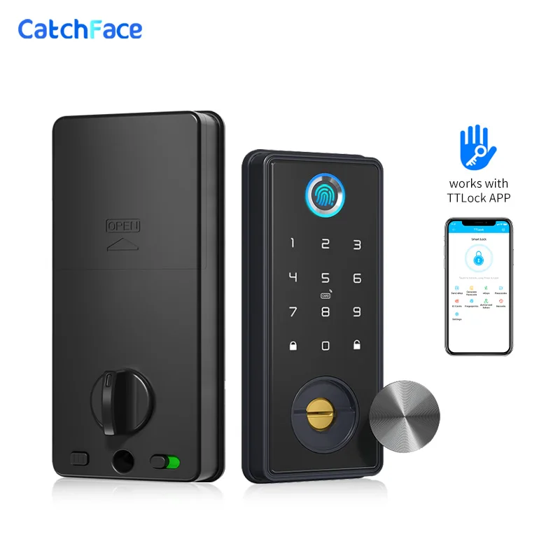 

T1Pro умный автоматический дверной замок с засовом для приложения Alexa WiFi TTlock, отпечаток пальца, вход без ключа, клавиатура, центр управления