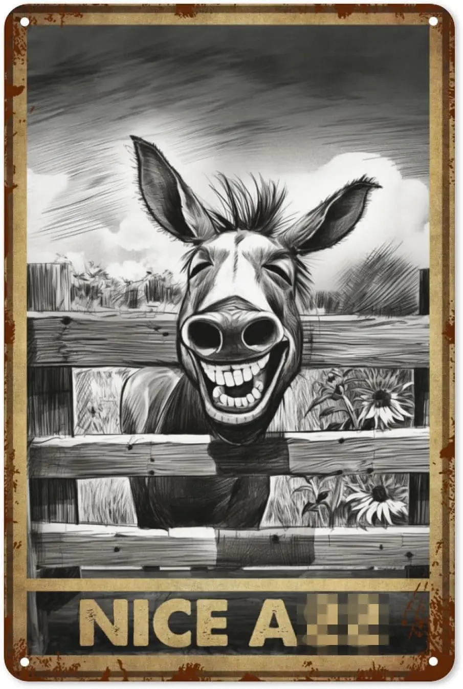 Винтажная забавная металлическая жестяная вывеска для туалета - забавный осел