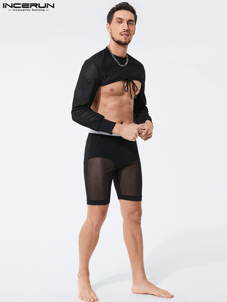 

Сексуальная Повседневная одежда для отдыха, мужские универсальные комплекты, комбинированная короткая блузка, брюки из пяти точек, Стрейче...