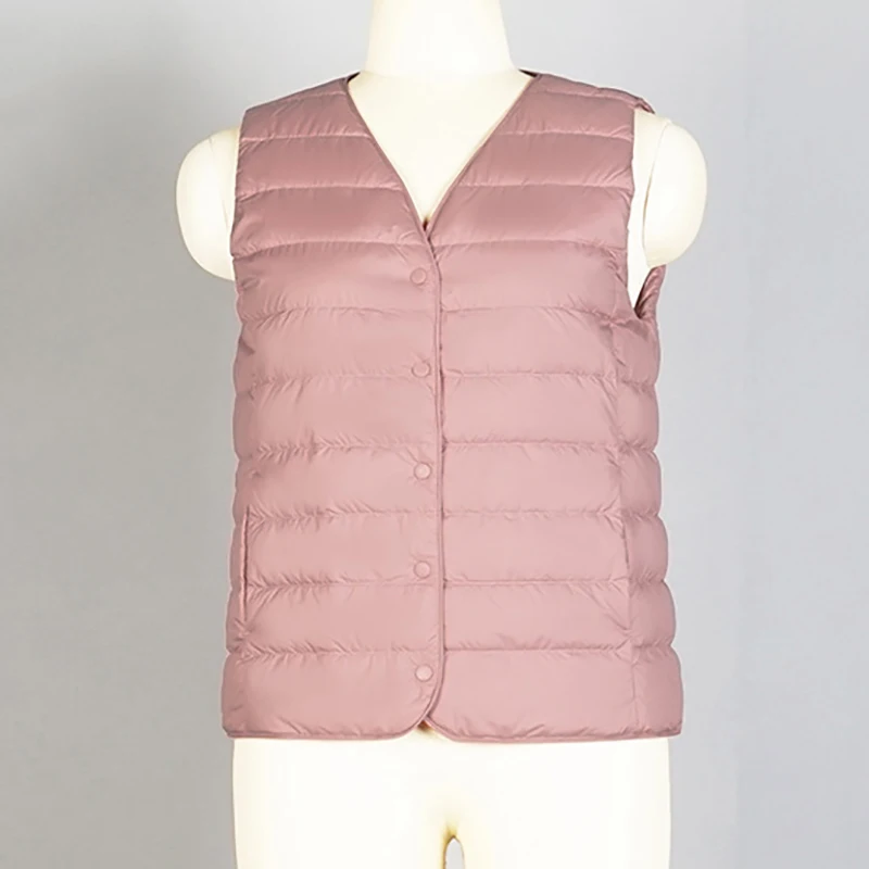 

Ultra-light Women's Winter Down Jacket Sleeveless White Duck Feather Warm Waistcoat Down Vest Outerwear Coats For Woman Packable