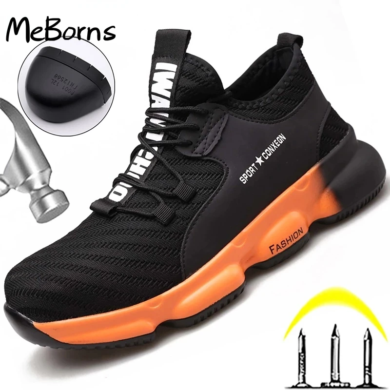 

Work Sneakers Lightweight Men Work Shoes Safety Boots Anti-puncture Work Boots Men Anti-smash Industrial Shoes Plus Size 47 48