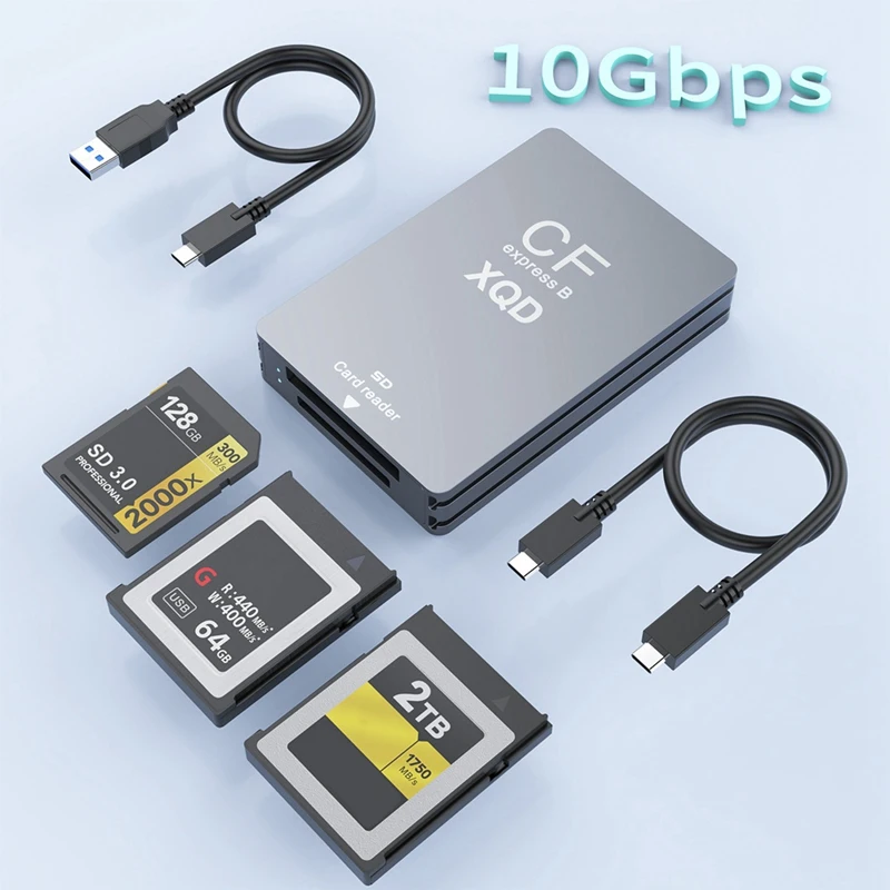 Фото Картридер DT21 USB 3.2 10 Гбит/с для карт CFexpress TypeB XQD и SD, адаптер USB C на USB A/C, высокоскоростной, для кинематограф №3