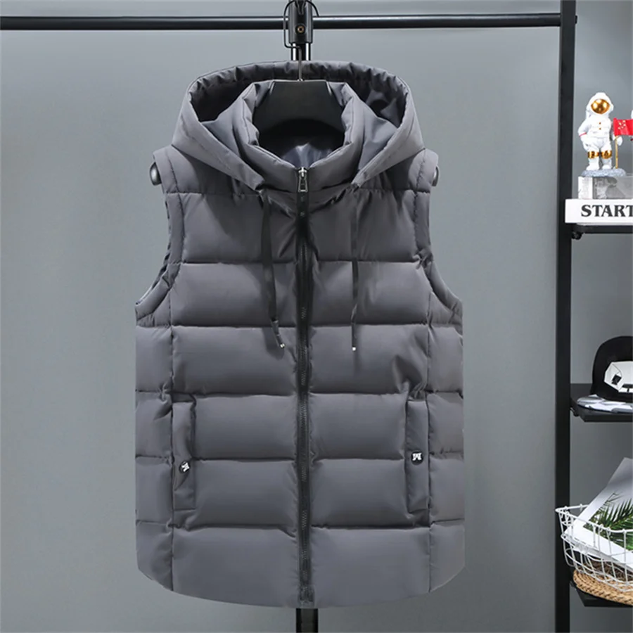 Жилет мужской с подкладкой на молнии капюшоном и воротником-стойкой