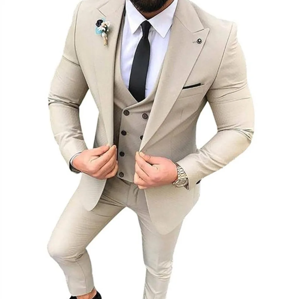 

New 3 Piece Slim Fit Suit Mens 2022 Wedding Tuxedos Bridegroom Groomsmen Business Party Prom Blazer(Jacket+Pants+ Vest）