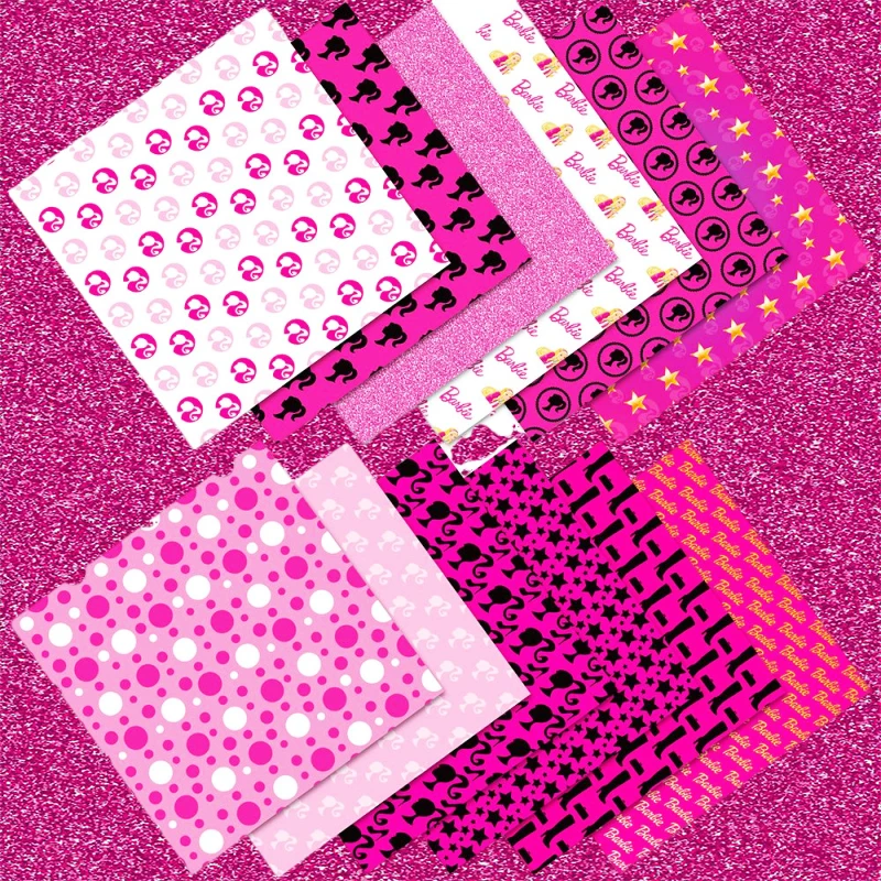

12 шт. Набор наклеек из материала Барби, кавайная фоновая бумага, масштабируемая стильная самоклеящаяся подложка ручной работы для девочек, подарок для детей