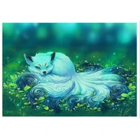 fox diamond painting 5d diy white kyuubi kitsune crystal rhinestone paintings anime animal diamond embroidery home decor