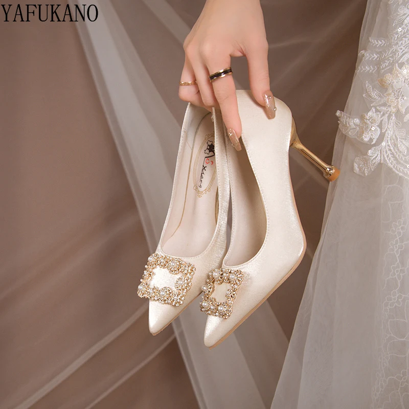 

Женская свадебная обувь с острым носком, 8 см